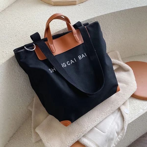 Modest / Simple Khaki Square Tote Bag Shopping Bag Shoulder Bags 2021 Canvas Casual Women's Bags