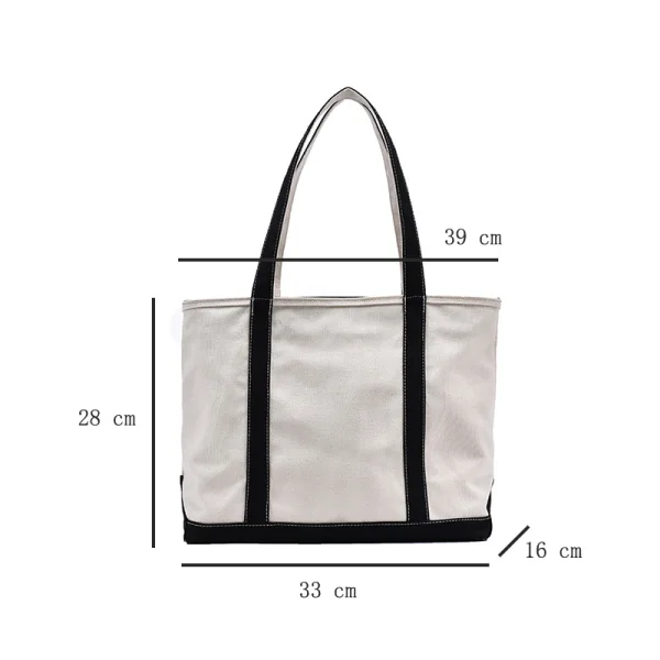 Modest / Simple Black White Square Tote Bag Shopping Bag Shoulder Bags 2021 Canvas Casual Women's Bags