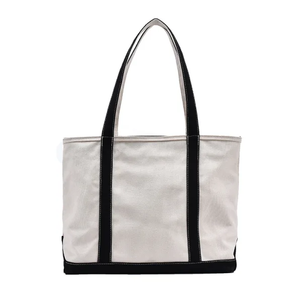 Modest / Simple Black White Square Tote Bag Shopping Bag Shoulder Bags 2021 Canvas Casual Women's Bags