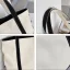 Modest / Simple Black White Square Tote Bag Shopping Bag Shoulder Bags 2021 Canvas Casual Women's Bags