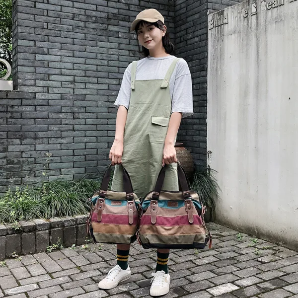 Vintage / Retro Multi-Colors Shoulder Bags Messenger Bag Handbag 2021 Canvas Casual Women's Bags