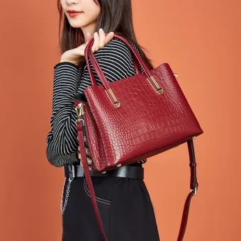 Fashion Burgundy Square Handbag Shoulder Bags 2021 Alligator Print Leather Women S Bags