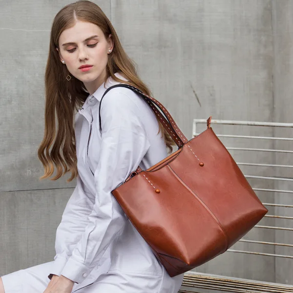 Modest / Simple Brown Square Handbag Shoulder Bags 2021 Leather Casual Women's Bags