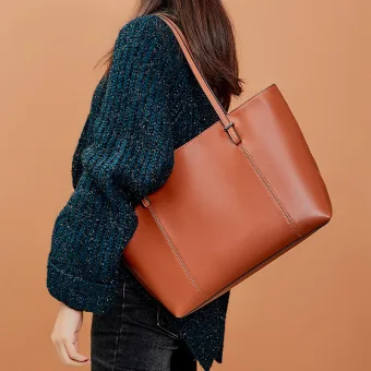 Modest Simple Tan Tote Bag Handbag Shoulder Bags 2021 Leather Casual Women S Bags