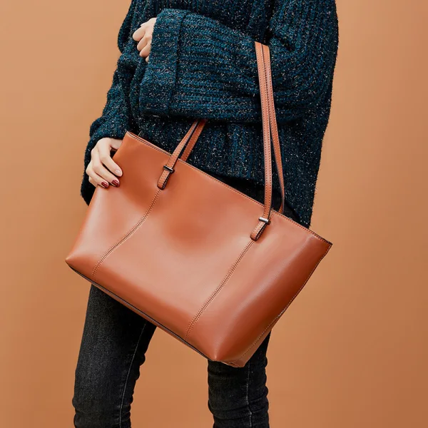 Modest / Simple Tan Tote Bag Handbag Shoulder Bags 2021 Leather Casual Women's Bags