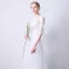 Élégant Blanche Transparentes Robe De Soirée 2019 Princesse Encolure Dégagée Manches de cloche Appliques En Dentelle Longue Volants Dos Nu Robe De Ceremonie