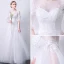 Élégant Blanche Transparentes Robe De Soirée 2019 Princesse Encolure Dégagée Manches de cloche Appliques En Dentelle Longue Volants Dos Nu Robe De Ceremonie