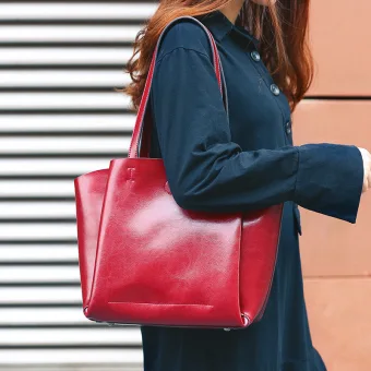 Modest Simple Burgundy Solid Color Shoulder Bags 2021 Leather Casual Women S Bags