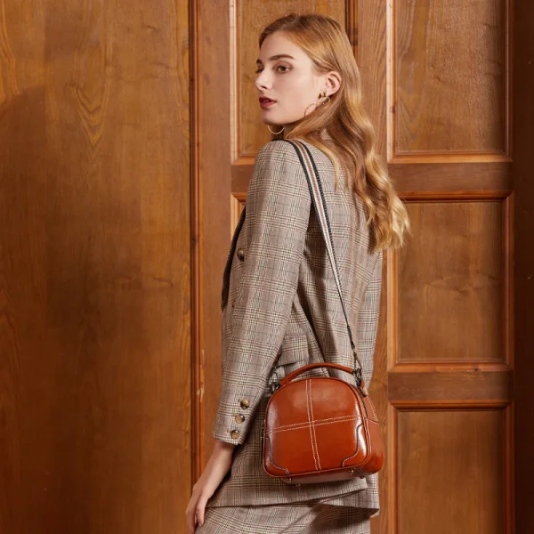 Vintage / Retro Brown Handbag Messenger Bag Shoulder Bags 2021 Leather Women's Bags