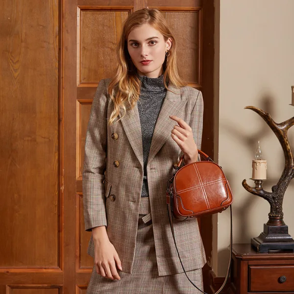Vintage / Retro Brown Handbag Messenger Bag Shoulder Bags 2021 Leather Women's Bags