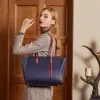 Minimalist Navy Blue Square Tote Bag Shoulder Bags 2021 Leather Casual Women's Bags