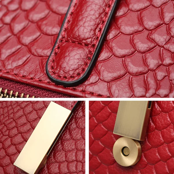Fashion Burgundy Square Messenger Bag Handbag Shoulder Bags 2021 Alligator Print Leather Women's Bags