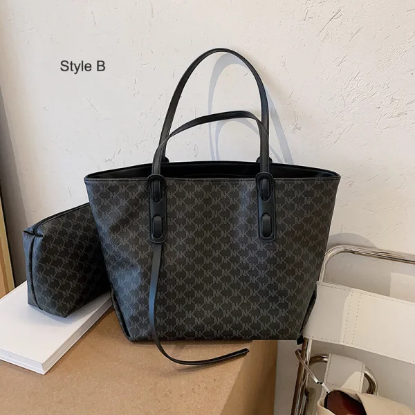 2 pièces Noire Blanche Sac fourre-tout Sacs à bandoulière 2021 PU Désinvolte Sacs Pour Femmes