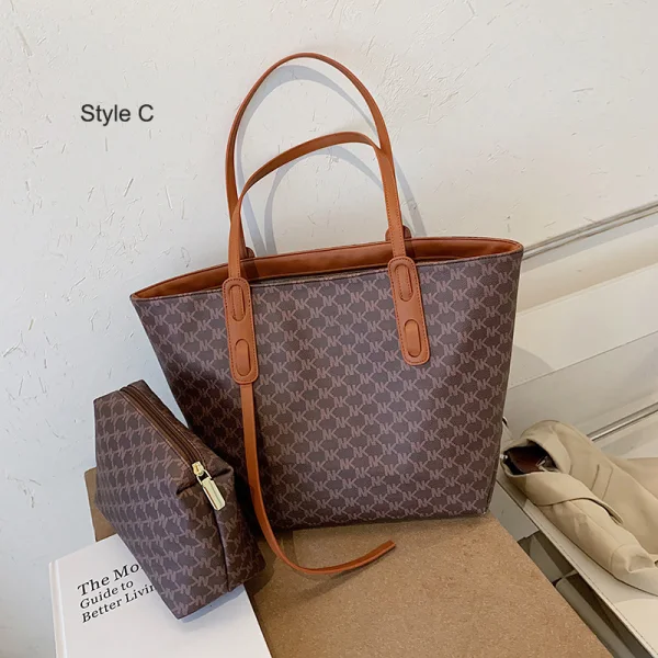 2 pièces Noire Blanche Sac fourre-tout Sacs à bandoulière 2021 PU Désinvolte Sacs Pour Femmes