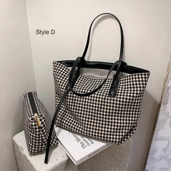 2 pièces Noire Blanche Sac fourre-tout Sacs à bandoulière 2021 PU Désinvolte Sacs Pour Femmes