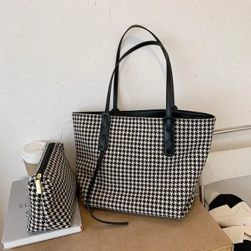 2 Pièces Noire Blanche Sac Fourre Tout Sacs À Bandoulière 2021 Pu Désinvolte Sacs Pour Femmes