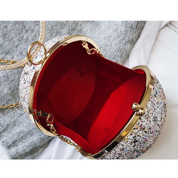 Sparkly Black Sequins Round Clutch Bags Shoulder Bags 2021 Metal PU Women's Bags