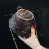 Sparkly Black Sequins Round Clutch Bags Shoulder Bags 2021 Metal PU Women's Bags