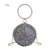 Sparkly Black Sequins Round Clutch Bags Shoulder Bags 2021 Metal PU Women's Bags