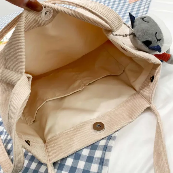 Lovely Canvas Tote Bag Shopping Bag Shoulder Bags 2021 Cartoon Embroidered Casual Women's Bags