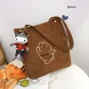 Lovely Canvas Tote Bag Shopping Bag Shoulder Bags 2021 Cartoon Embroidered Casual Women's Bags