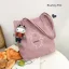 Lovely Canvas Tote Bag Shopping Bag Shoulder Bags 2021 Cartoon Embroidered Casual Women's Bags