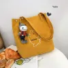 Lovely Canvas Tote Bag Shopping Bag Shoulder Bags 2021 Cartoon Embroidered Casual Women's Bags