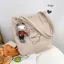 Lovely Canvas Tote Bag Shopping Bag Shoulder Bags 2021 Cartoon Embroidered Casual Women's Bags