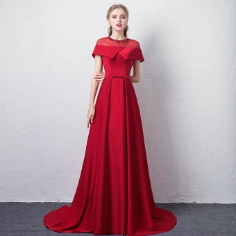 Chic Belle Bordeaux Transparentes Robe De Soirée 2019 Princesse Encolure Dégagée Manches Courtes Faux Diamant Noeud Ceinture Train De Balayage Volants Dos Nu Robe De Ceremonie