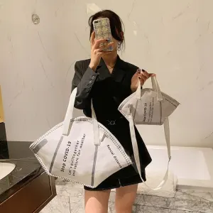 Amazing Unique 2 Piece White Shoulder Bags Handbag 2021 Canvas Women S Bags