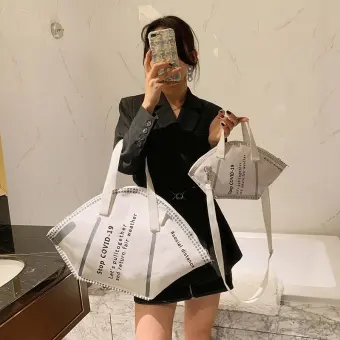 Unique 2 Pièces Blanche Sacs À Bandoulière Sac À Main 2021 Toile Sacs Pour Femmes