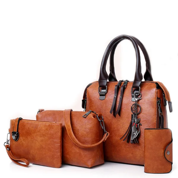 4 pièces Fushia Sacs à bandoulière Sac à main Portefeuille Cas Clé 2021 PU Sacs Pour Femmes
