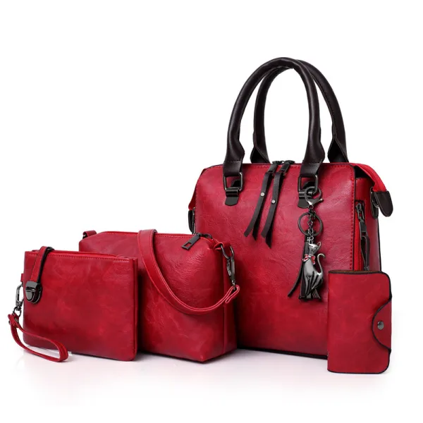 4 pièces Fushia Sacs à bandoulière Sac à main Portefeuille Cas Clé 2021 PU Sacs Pour Femmes