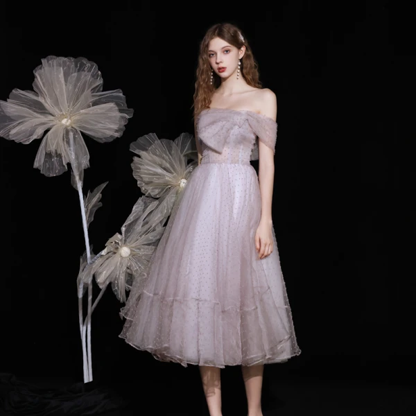 Illusion Lavender See-Through Homecoming Graduation Dresses 2021 A-Line Princess Spotted