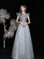 Chic / Belle Argenté Dansant Robe De Bal 2021 Princesse Encolure Dégagée Sans Manches Perlage Paillettes Longue Volants Dos Nu Robe De Ceremonie