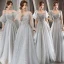 Scintillantes Gris Robe Demoiselle D'honneur 2021 Princesse Dos Nu Appliques En Dentelle Perlage Paillettes Longue Volants