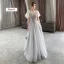Scintillantes Gris Robe Demoiselle D'honneur 2021 Princesse Dos Nu Appliques En Dentelle Perlage Paillettes Longue Volants