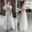 Scintillantes Gris Robe Demoiselle D'honneur 2021 Princesse Dos Nu Appliques En Dentelle Perlage Paillettes Longue Volants