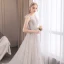 Modern / Fashion Grey Evening Dresses  2019 A-Line / Princess Scoop Neck Sleeveless Star Embroidered Bow Sash Court Train Ruffle Backless Formal Dresses