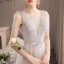 Modern / Fashion Grey Evening Dresses  2019 A-Line / Princess Scoop Neck Sleeveless Star Embroidered Bow Sash Court Train Ruffle Backless Formal Dresses