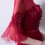 Chic / Beautiful Burgundy See-through Evening Dresses  2019 A-Line / Princess Scoop Neck Bell sleeves Sash Appliques Lace Pearl Floor-Length / Long Ruffle Backless Formal Dresses