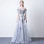 Chic / Beautiful Burgundy See-through Evening Dresses  2019 A-Line / Princess Scoop Neck Bell sleeves Sash Appliques Lace Pearl Floor-Length / Long Ruffle Backless Formal Dresses