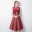 Modern / Fashion Red See-through Homecoming Graduation Dresses 2019 A-Line / Princess Scoop Neck Sleeveless Appliques Lace Sequins Metal Sash Knee-Length Ruffle Formal Dresses