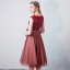 Modern / Fashion Red See-through Homecoming Graduation Dresses 2019 A-Line / Princess Scoop Neck Sleeveless Appliques Lace Sequins Metal Sash Knee-Length Ruffle Formal Dresses