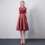 Modern / Fashion Red See-through Homecoming Graduation Dresses 2019 A-Line / Princess Scoop Neck Sleeveless Appliques Lace Sequins Metal Sash Knee-Length Ruffle Formal Dresses