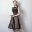 Modern / Fashion Red See-through Homecoming Graduation Dresses 2019 A-Line / Princess Scoop Neck Sleeveless Appliques Lace Sequins Metal Sash Knee-Length Ruffle Formal Dresses