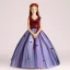 Chic / Beautiful Purple Flower Girl Dresses 2017 Ball Gown V-Neck Sleeveless Appliques Flower Pearl Sash Floor-Length / Long Ruffle Wedding Party Dresses