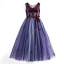 Chic / Beautiful Purple Flower Girl Dresses 2017 Ball Gown V-Neck Sleeveless Appliques Flower Pearl Sash Floor-Length / Long Ruffle Wedding Party Dresses