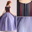 Chic / Beautiful Purple Flower Girl Dresses 2017 Ball Gown V-Neck Sleeveless Appliques Flower Pearl Sash Floor-Length / Long Ruffle Wedding Party Dresses