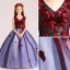 Chic / Beautiful Purple Flower Girl Dresses 2017 Ball Gown V-Neck Sleeveless Appliques Flower Pearl Sash Floor-Length / Long Ruffle Wedding Party Dresses